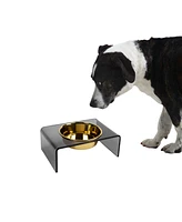 Hiddin Smoke Grey Single Bowl Pet Feeder