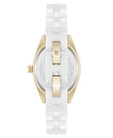 Anne Klein Women's Quartz White Ceramic Oval Diamond Dial Watch, 27mm