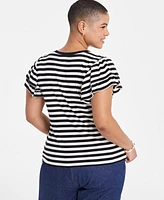 On 34th Trendy Plus Flutter-Sleeve Ribbed-Knit Top, Exclusively at Macy's