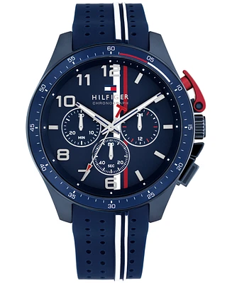 Tommy Hilfiger Men's Chronograph Blue Silicone Strap Watch, 46mm