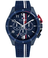 Tommy Hilfiger Men's Chronograph Blue Silicone Strap Watch, 46mm