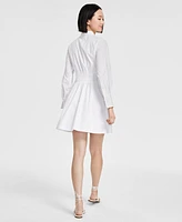 Msk Women's Cotton Darted Fit & Flare Shirtdress