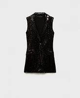 Mango Women's Lapels Detail Sequin Jumpsuit