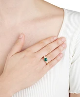 Malachite & Cubic Zirconia Cluster Ring in 14k Gold-Plated Sterling Silver