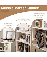 Gouun Record Player Stand with Charging Station for Living Room Bedroom