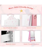 Gouun Kids Jewelry Cabinet with Full-Length Mirror and Foldable Drawer