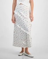 And Now This Women's Midi Ruffle Slip Skirt