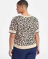 On 34th Trendy Plus Animal Jacquard Sweater, Exclusively at Macy's