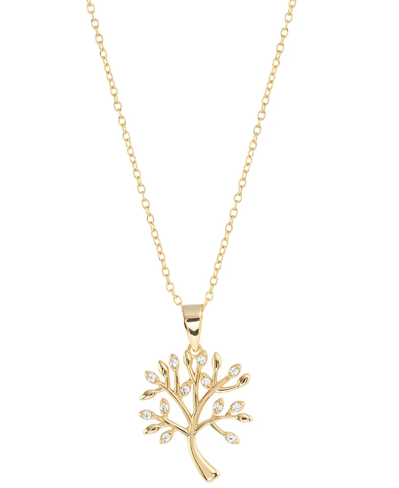 Cubic Zirconia Tree Of Life Pendant Necklace (1/4 ct. t.w.) in 14k Gold over Sterling Silver