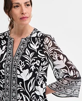 Jm Collection Women's Embellished Split-Neck Tunic, Exclusively at Macy's