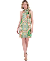 Vince Camuto Women's Floral-Print Tie-Neck Dress