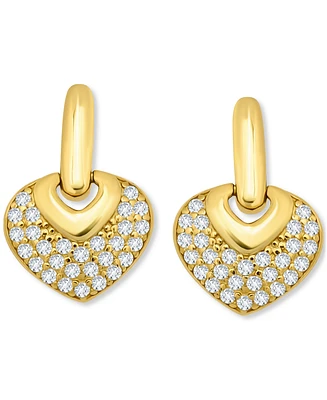 Giani Bernini Pave Cubic Zirconia Heart Door Knocker Earrings (3/4 ct. t.w.) 18k Gold Over Sterling Silver, Exclusively at Macy's