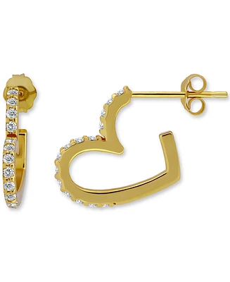 Giani Bernini (3/8 cttw) Pave Cubic Zirconia Heart Shaped Half Hoop Post Earrings. 18KT Gold over Sterling Silver. Exclusively at Macy's