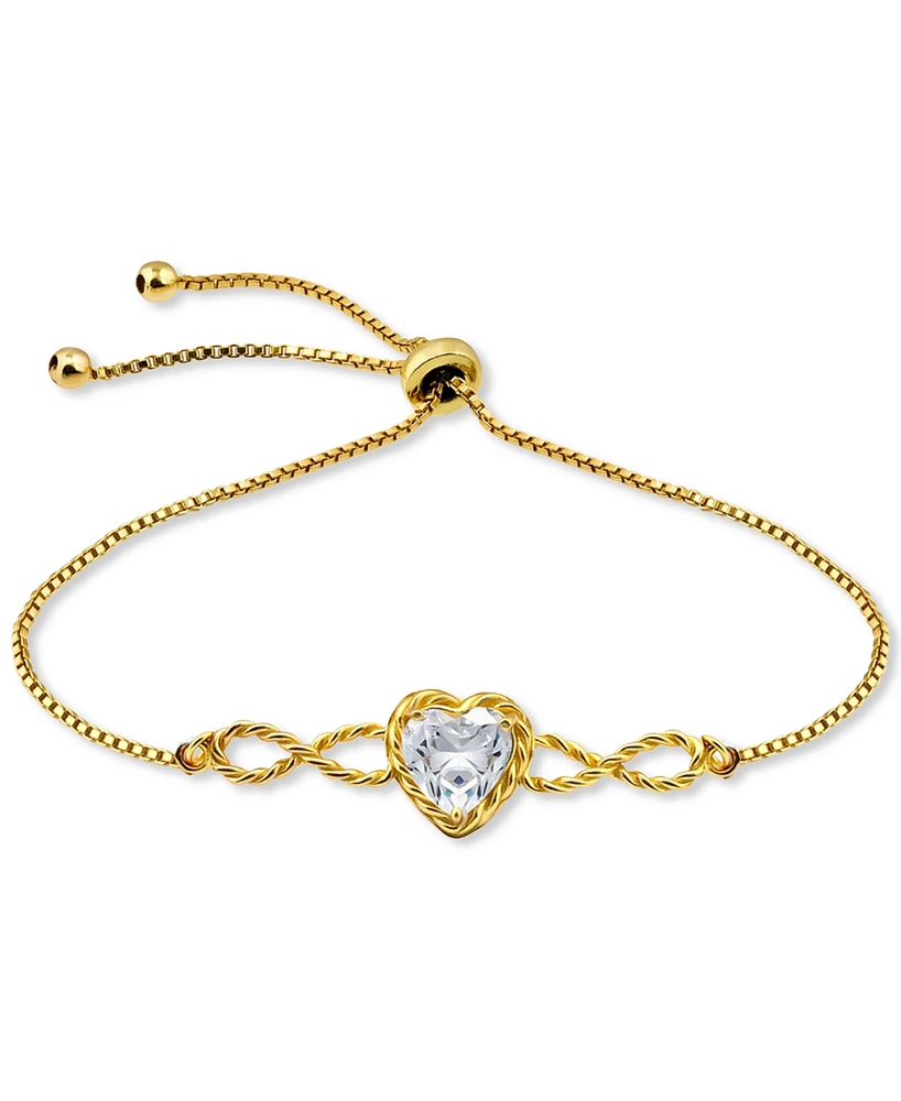 Giani Bernini Heart Cubic Zirconia Infinity Link Bolo Bracelet (1-7/8 ct. t.w.) in 18k Gold Over Sterling Silver, Exclusively at Macy's