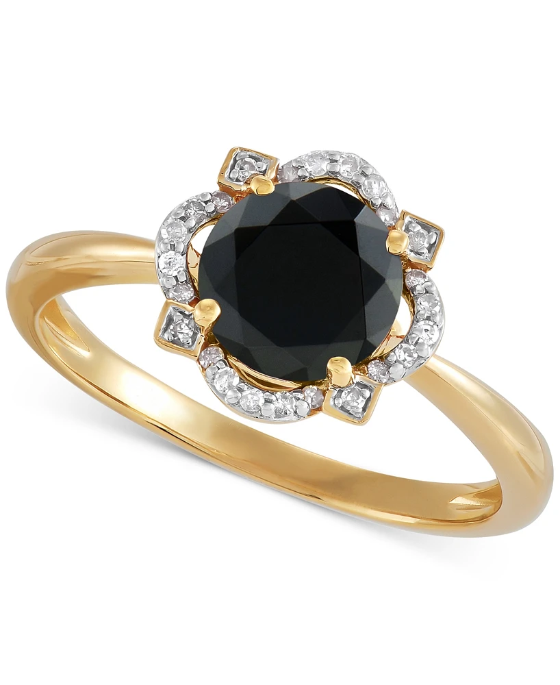 Macy's Onyx & Diamond Accent Ring in 14k Gold Over Sterling Silver