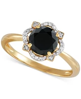 Macy's Onyx & Diamond Accent Ring in 14k Gold Over Sterling Silver