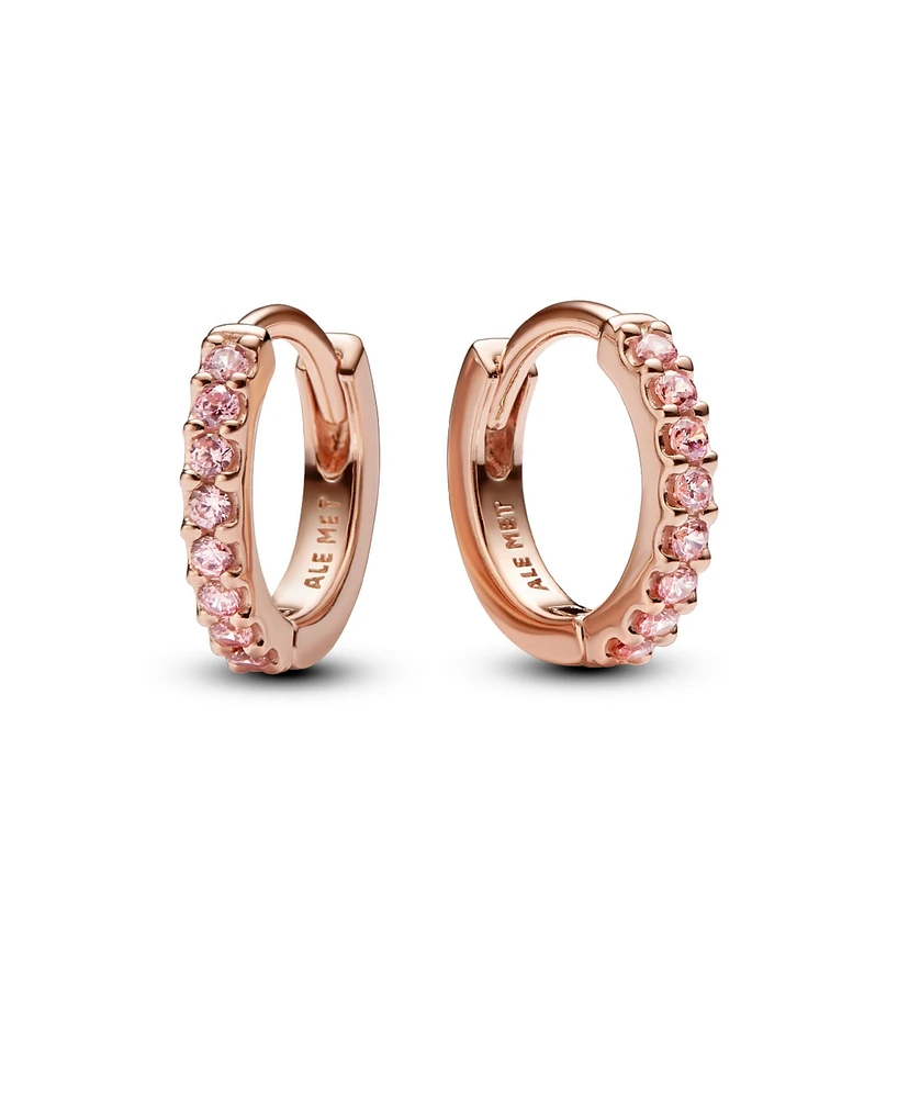 Pandora Gold-Plated Sparkling Pink Huggie Hoop Earrings