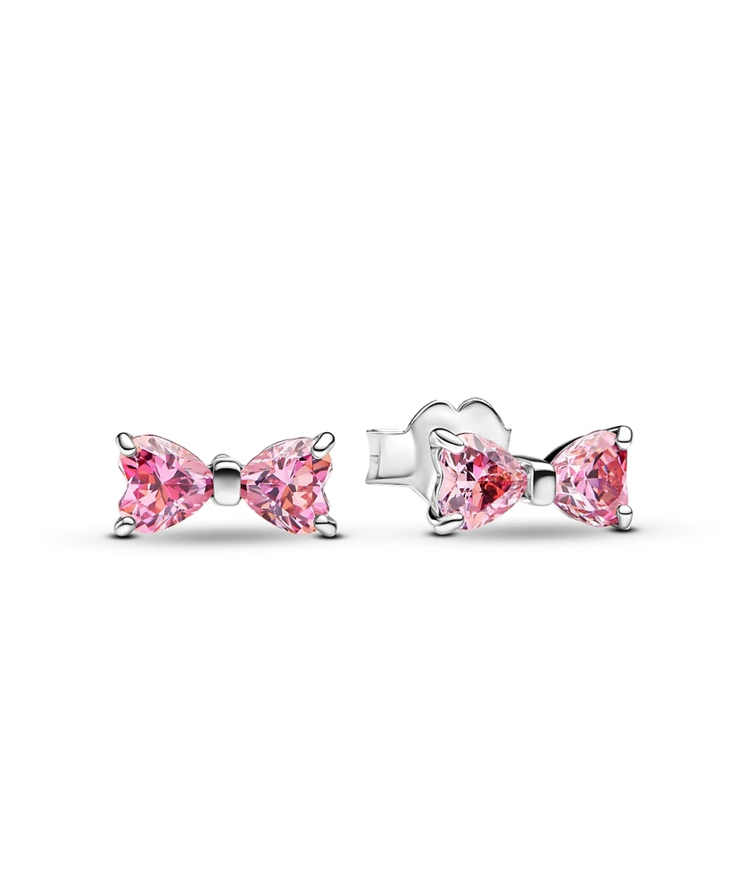 Pandora Sterling Silver Sparkling Bow Stud Earrings