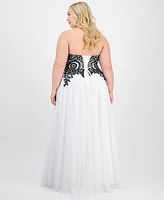 Say Yes Trendy Plus Strapless Embellished Gown, Created for Macy's