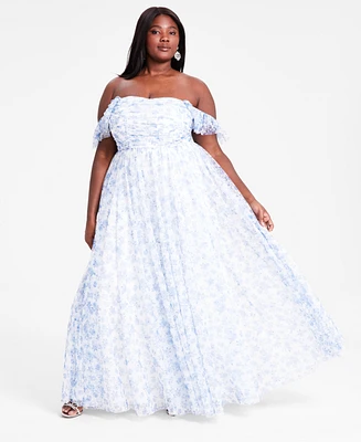 City Studios Trendy Plus Off-The-Shoulder Ball Gown