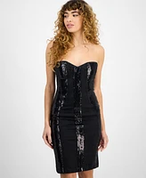Guess Women's Pamela Strapless Sequin Denim Dress