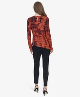 Halston Women's Printed Asymmetric Long-Sleeve Top