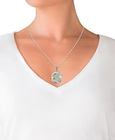 Marcasite & Jade 18" Pendant Necklace in Sterling Silver