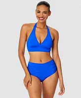 Anne Cole Womens Banded Halter Bikini Top High Waist Bottoms