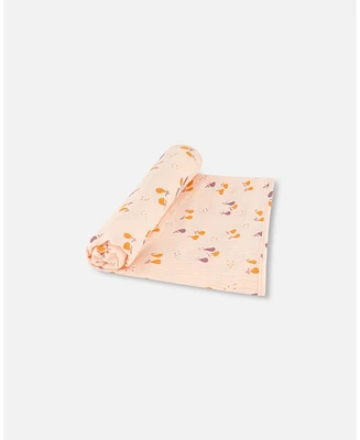 Deux par Deux Baby Girl Printed Muslin Blanket Peach With Pears - Infant|Toddler