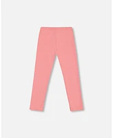 Deux par Baby Girls Flat Back Rib Leggings Coral Pink