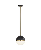 360 Lighting McGraw 10 1/4" Modern Pendant Ceiling Light Fixture Dining Room Over Table Kitchen Island Foyer Hanging Round Antique Brass and Black Fin