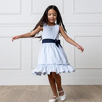 Hope & Henry Heirloom Girls' Organic Sleeveless Special Occasion Seersucker Party Dress with Cross Back