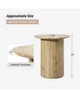 Hulala Home Perry Modern End Table with Wood Strip Decoration