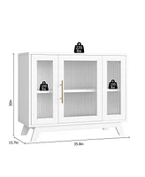 gaomon Buffet Storage Cabinet with Fluted Glass Door