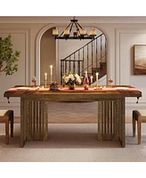 Tribesigns 63" Wood Dining Table for 4-6 People, Large Rectangular Kitchen Table with Sturdy Wooden Legs, Farmhouse Dinner Table for Dining Room, Kitc