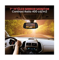 Pyle Car Camera & Rearview Mirror Display Kit, 7'' Lcd, Night Vision, Waterproof