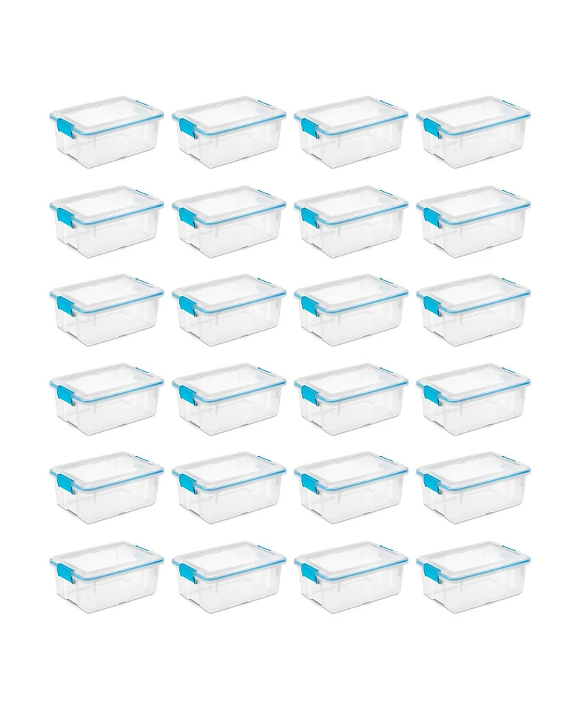 Sterilite 12 Qt Plastic Storage Bin Container Clear Gasket Sealed Box, (24 Pack)