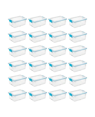 Sterilite 12 Qt Plastic Storage Bin Container Clear Gasket Sealed Box, (24 Pack)