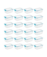 Sterilite 12 Qt Plastic Storage Bin Container Clear Gasket Sealed Box, (24 Pack)