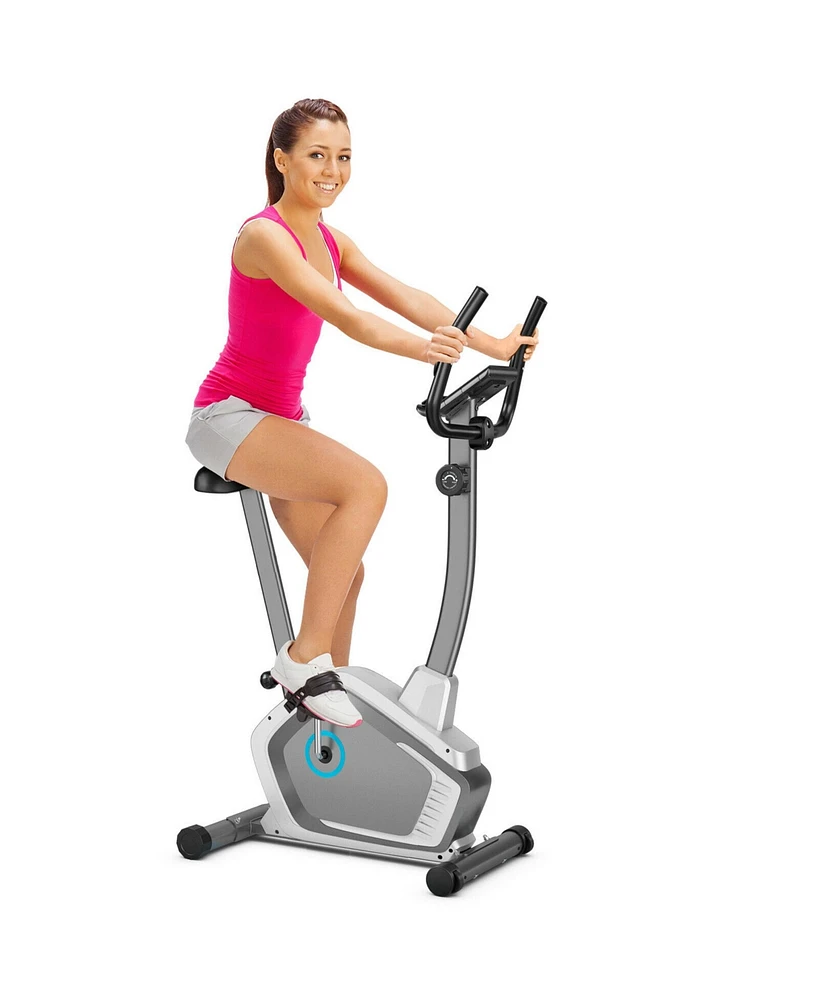 Gymax Magnetic Upright Exercise Bike Cycling Bike W/Pulse Sensor 8-Level Fitness