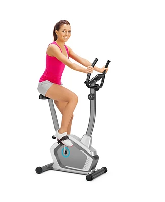 Gymax Magnetic Upright Exercise Bike Cycling Bike W/Pulse Sensor 8-Level Fitness