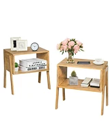 Gouun 2 Pieces Nightstand Sofa Table with Storage Shelf