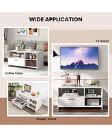 Gouun Modern Media Console Table with 3 Open Compartments and 1 Storage Drawer