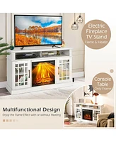 Gouun 48 Inch Electric Fireplace Tv Stand with Cabinets for TVs Up to 50 Inch