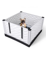 Ezwhelp EZclassic 28"x28" Puppy Dog Whelping Box Playpen w/Rails & Liner, Black