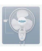 Hurricane Supreme 16 Inch 90 Degree Oscillating 3 Speed Wall Fan, White (2 Pack