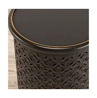 Jofran Decker Distressed Hardwood Global Drum End Table