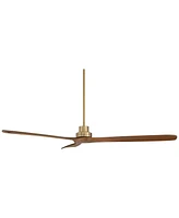 Casa Vieja 66" Delta Xl Modern Indoor Ceiling Fan 3 Blade Remote Control Soft Brass Finish Brown Walnut Finish Blades Bedroom Living Room Kitchen Dini