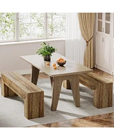 Tribesigns Dining Bench, Farmhouse Wooden Entryway Bench, Entry 47" Long Bench for Living Dining Room, Hallway and Bedroom, Easy Assembly