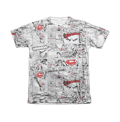 Superman Men's Comic Page All Over Adult 65/35 Poly/Cotton Short Sleeve Tee / T-Shirt